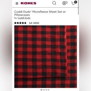 Cuddl Duds® Microfleece Red Buff Check Queen Sheet Set